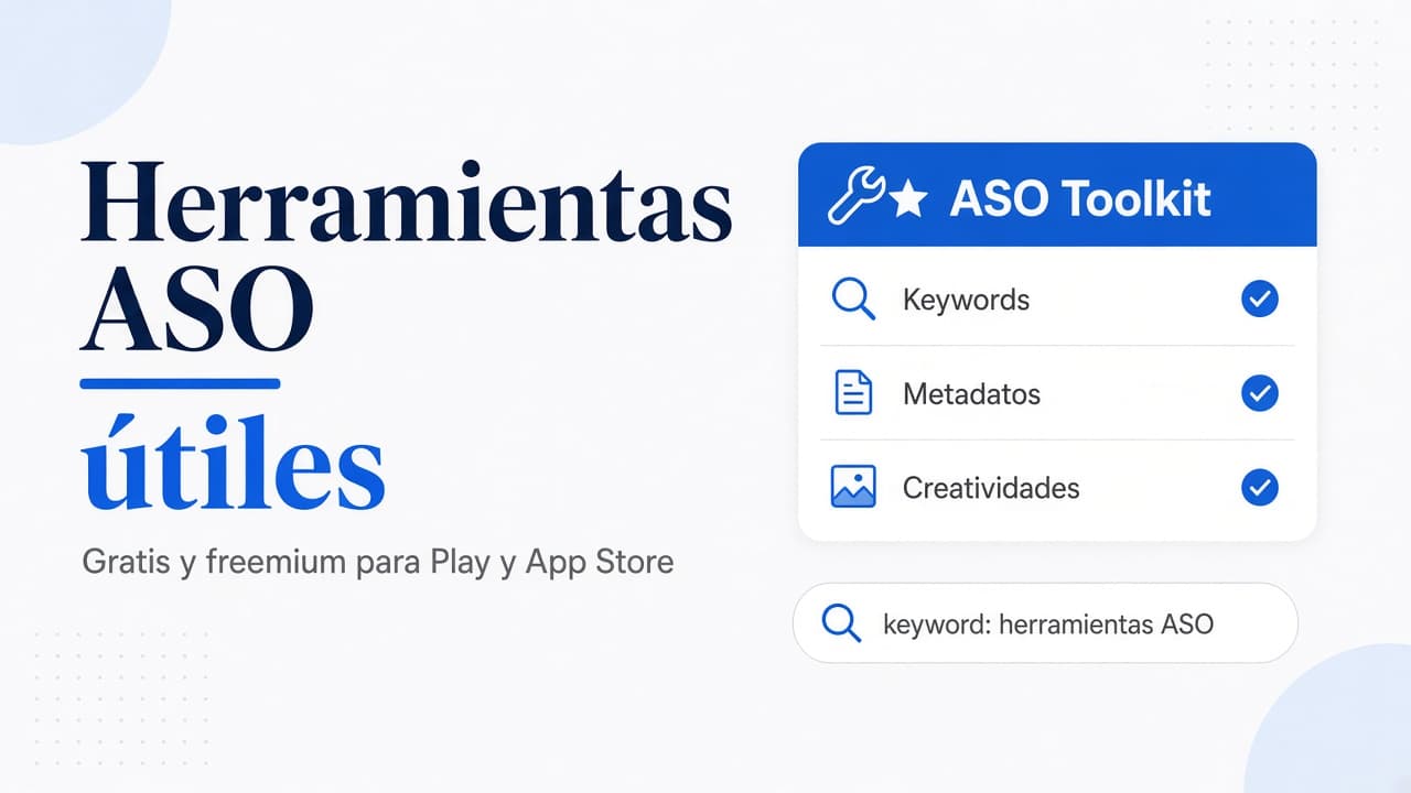 Portada del artículo Herramientas ASO útiles con tarjeta ASO Toolkit y keyword herramientas ASO