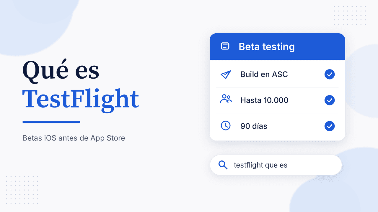 Portada del artículo Qué es TestFlight con tarjeta Beta testing: Build en ASC, Hasta 10.000 y 90 días